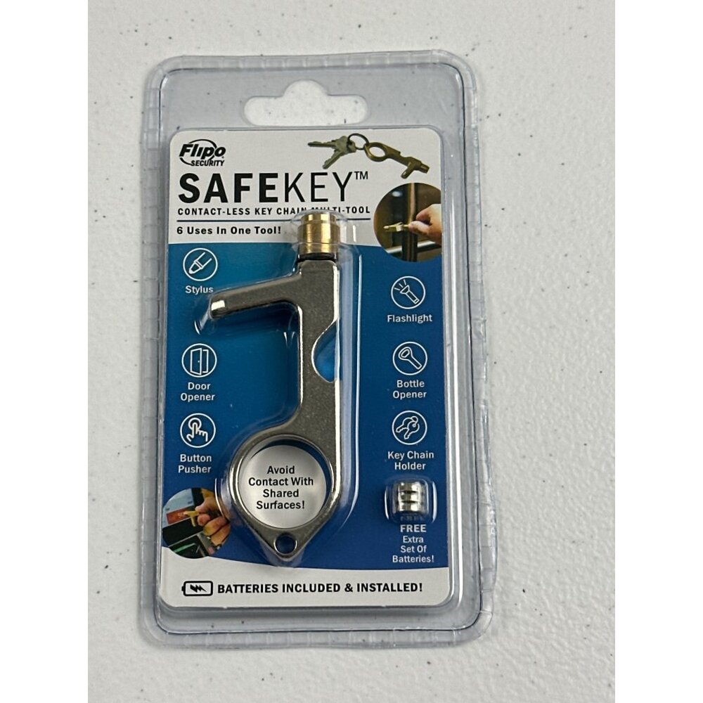 Flipo Security Safekey 6-In-1 Keychain Tool: Stylus Flashlight Bottle Opener Doo